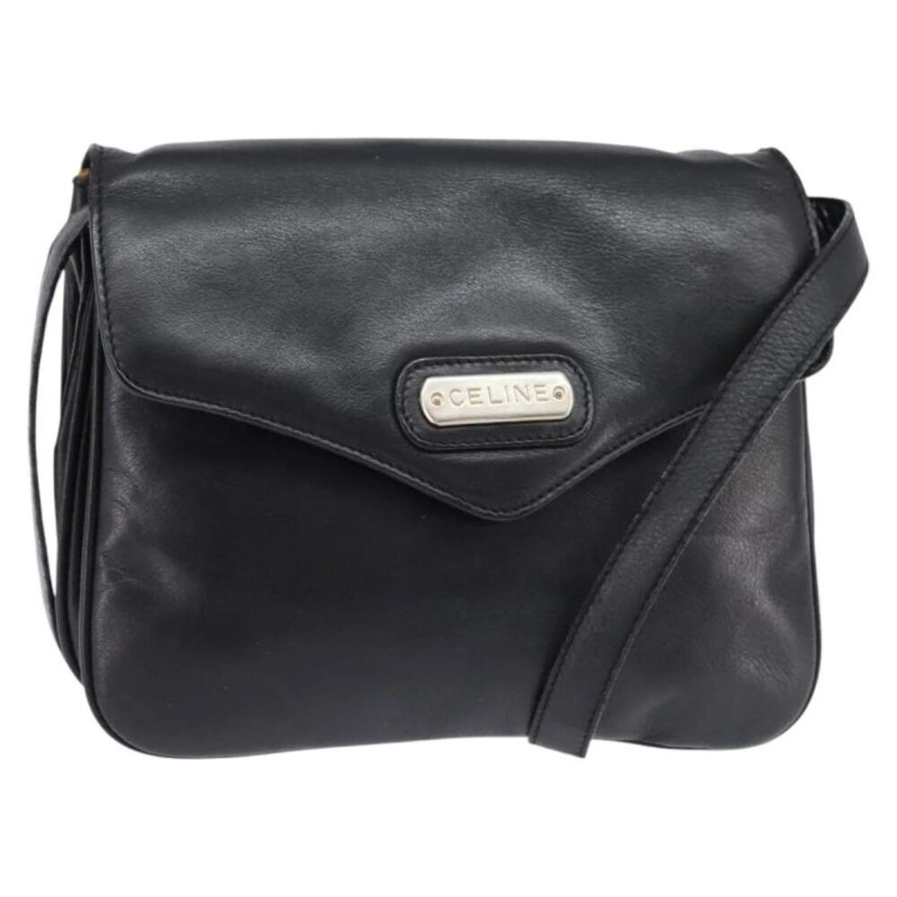 Celine Vintage Leather Black Leather Shoulder Bag Bag